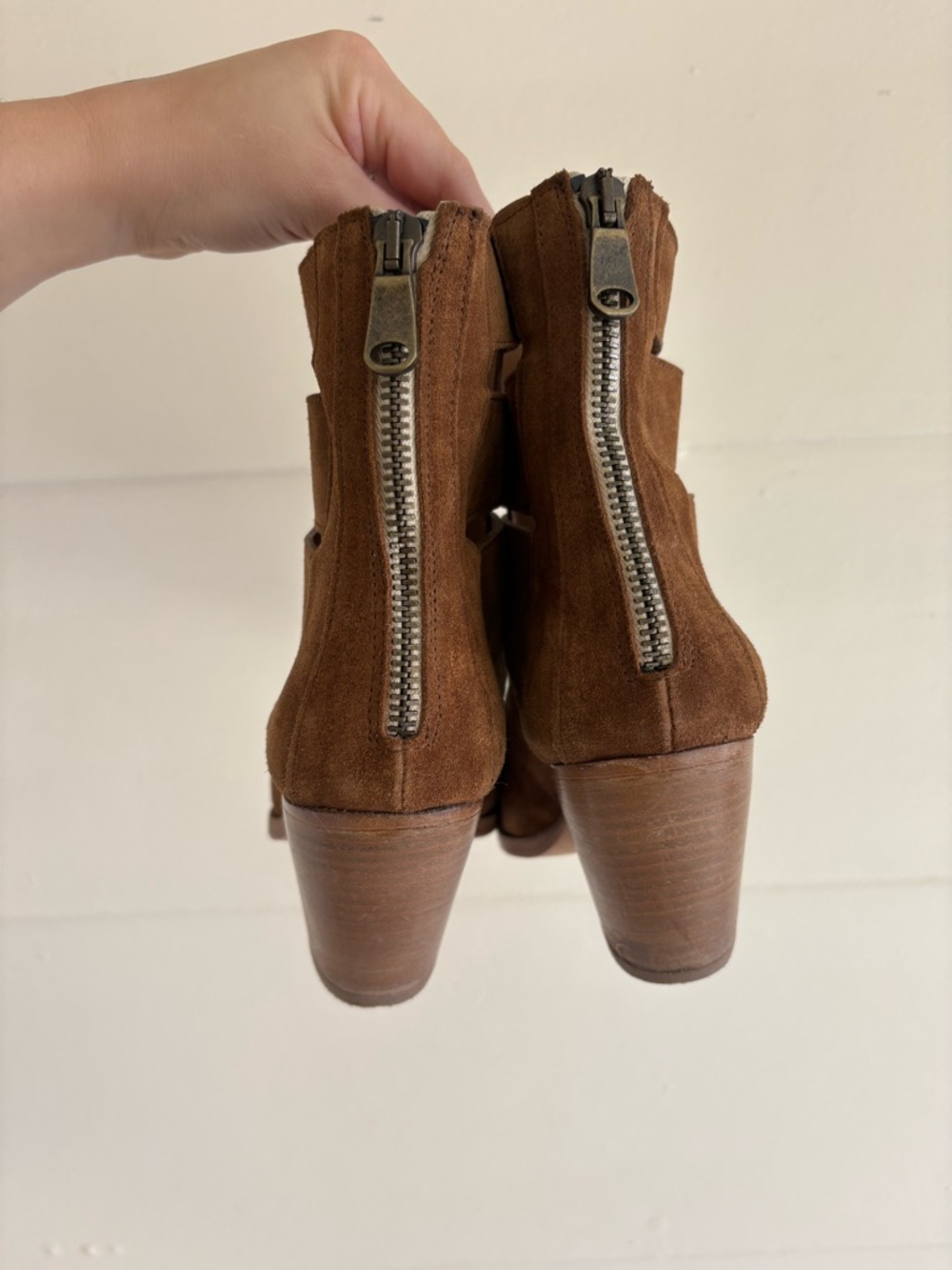 Free People Brayden Fisherman Suede Cutout Ankle cowboy Boots with Gold Toe Cap - Picture 8 of 8